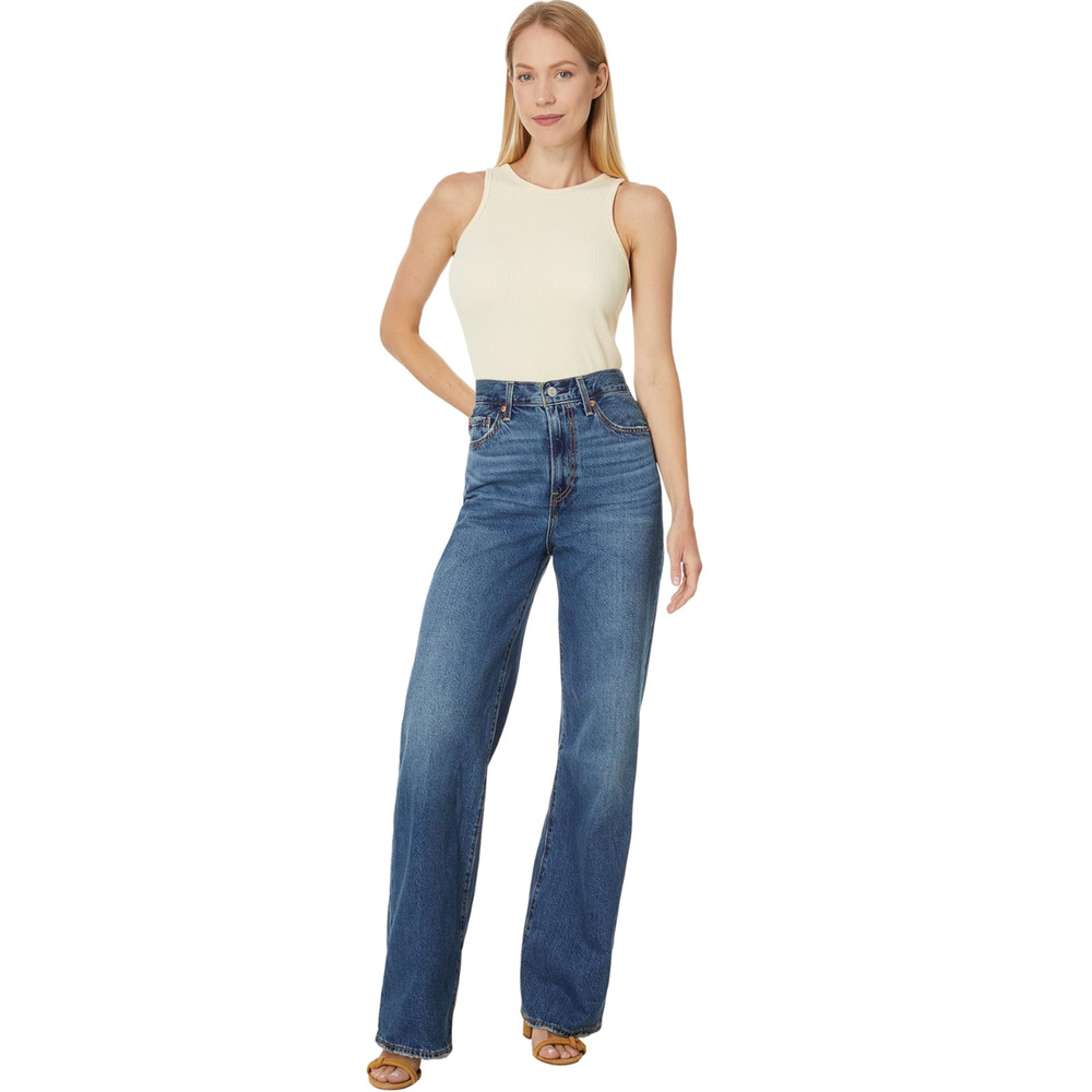 LEVI'S Women's Ribcage Wide Leg Jeans 27x32 US 4 Polar Blue A6081-0012 NWT - Picture 2 of 11